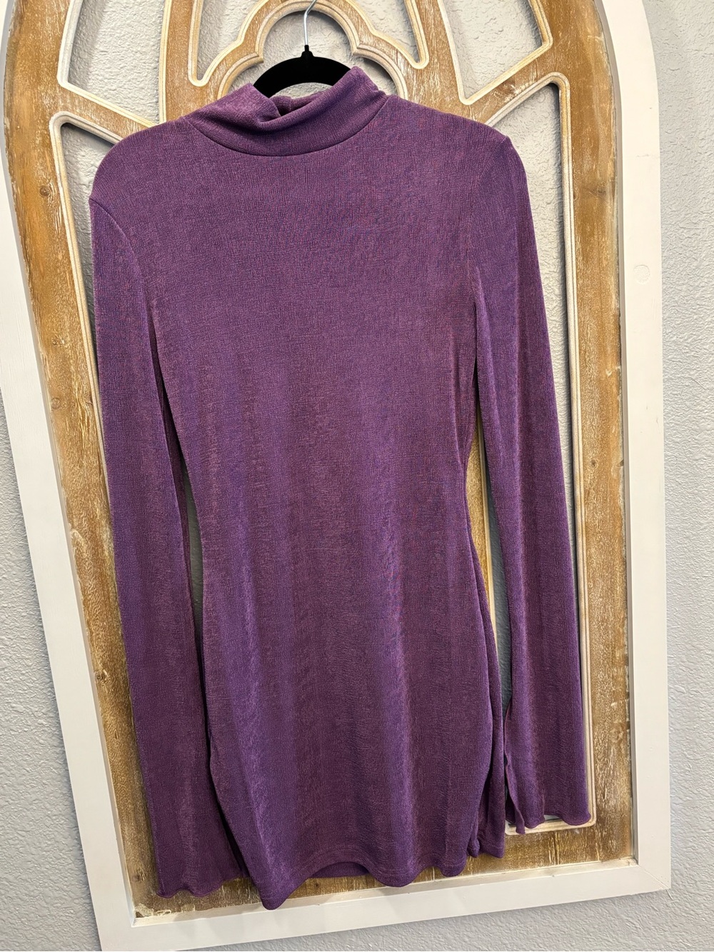 Purple Long-Sleeve Turtleneck Dress